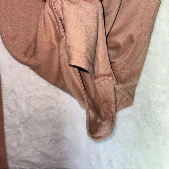 NAKED WARDROBE Deep V Long Sleeve Coco Nude Brown Bodysuit Bodycon Basics Small - Picture 5 of 9